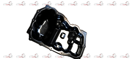 CarTrends Ford engine oil pan JB3Z6675A, black metal engine oil pan with mounting holes and gasket surface for engine protection.