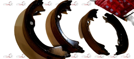 TATA lined shoe assembly kit for Tata Hexa and Aria rear brake, showing brake components and lining details.