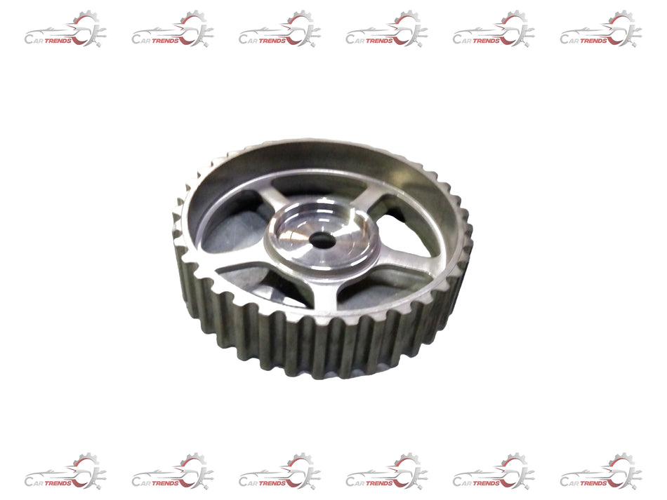 Ford gear camshaft showing detailed metal gear teeth and camshaft structure for automotive engine performance.