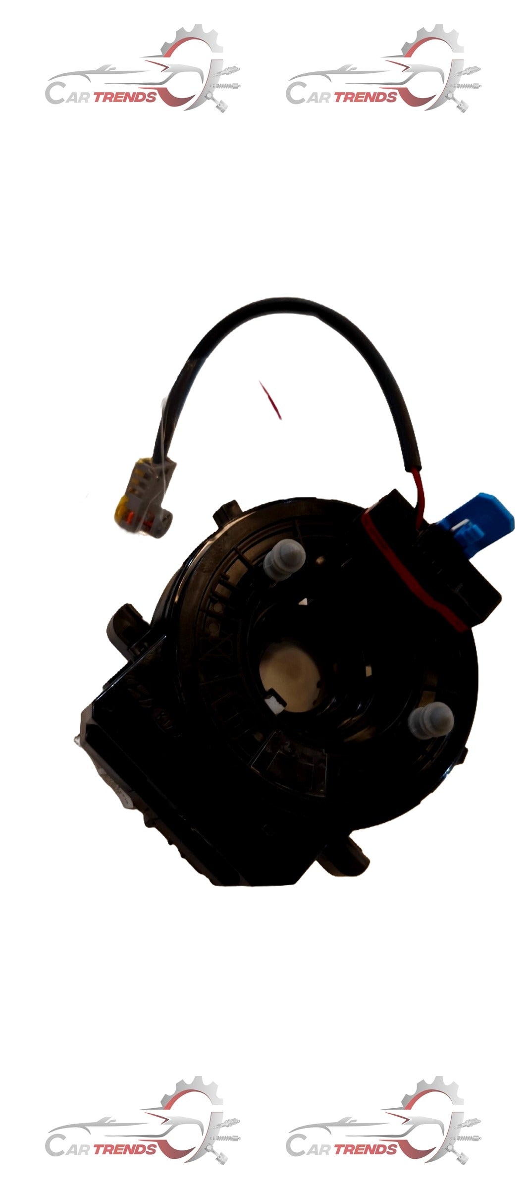Honda contact assembly clock spring showing the coiled electrical connector and circular metal housing for vehicle steering wheel.