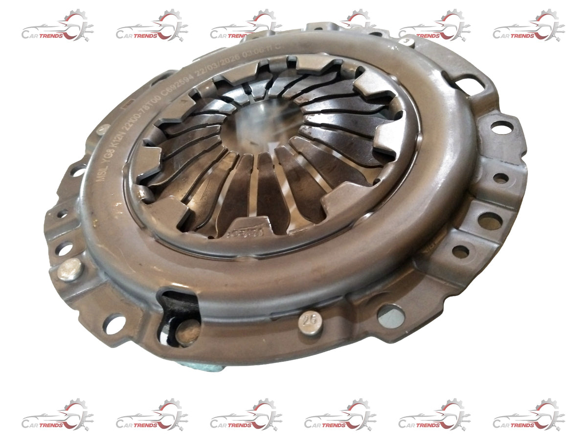 Maruti Suzuki pressure plate for clutch assembly, branded Super Carry, metallic component with mounting holes, used in vehicle transmission systems.