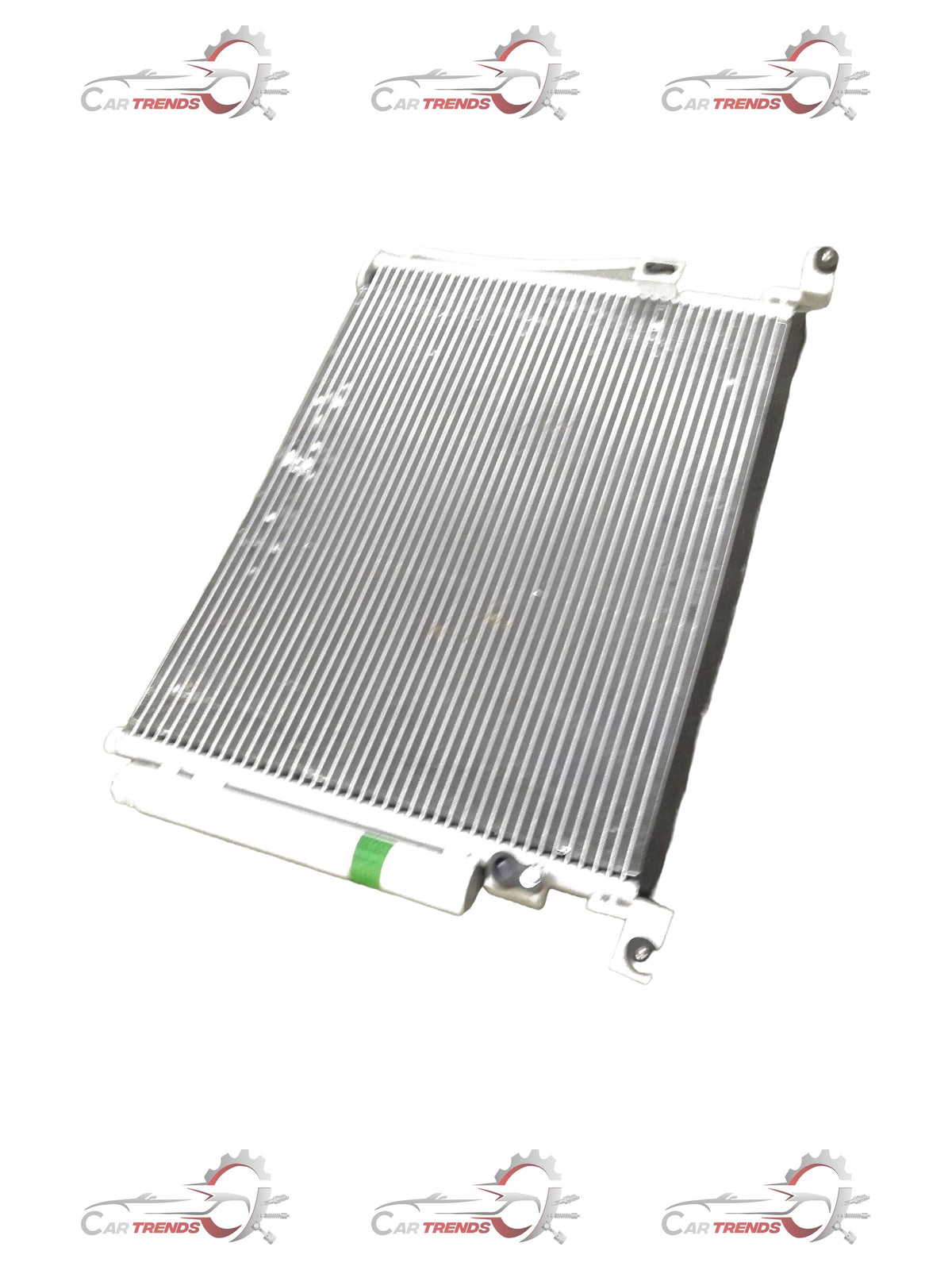 General Motors condenser assembly for Chevrolet Enjoy air conditioning system, showing the metal fins and connection points.
