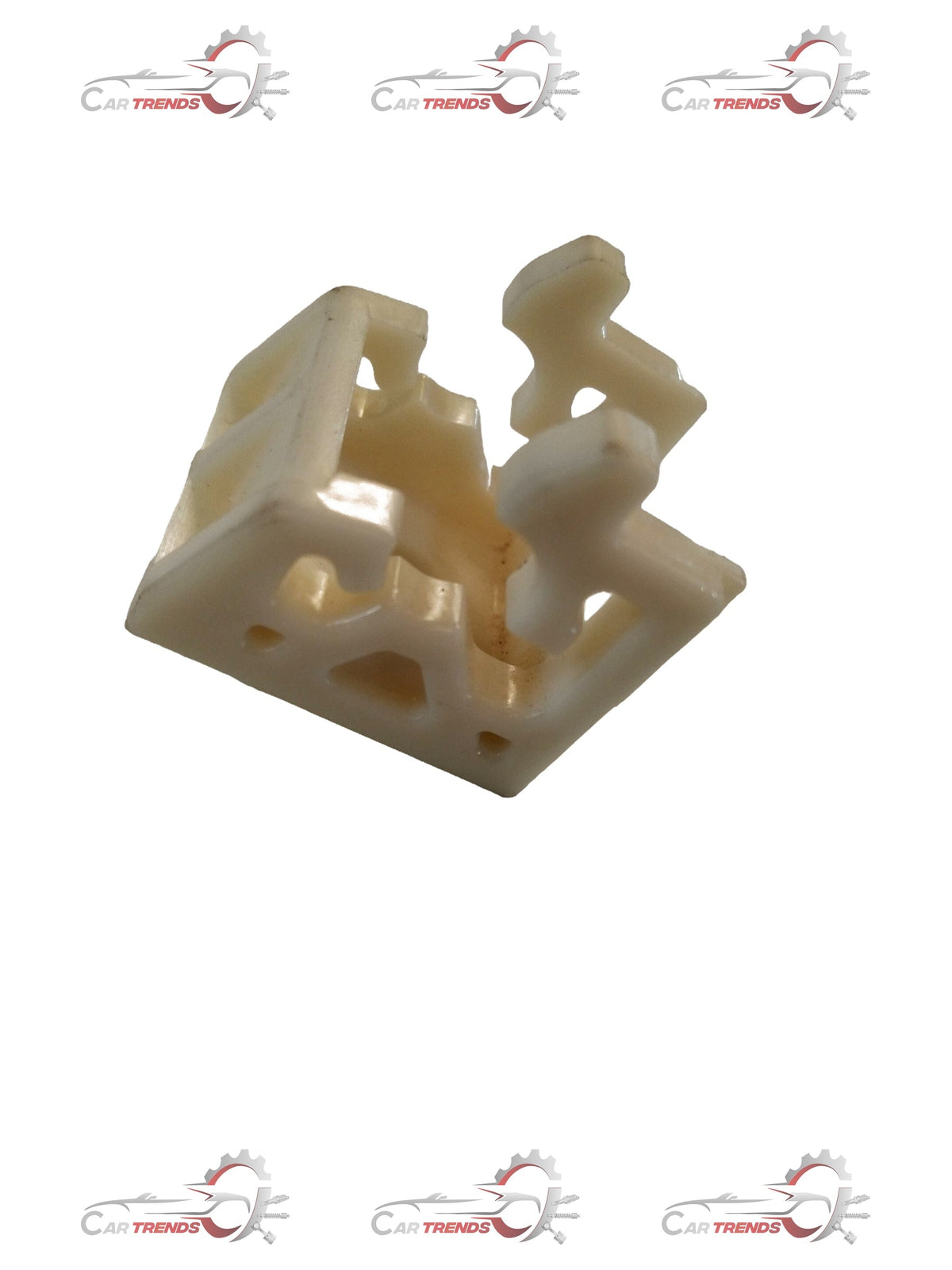 CarTrends HEAD LIGHT CLIP spare part, close-up of black plastic clip used for securing vehicle headlight components.