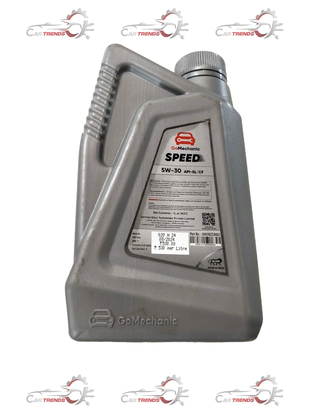 GOMECHANIC 5W30 SL Grade car engine oil 1L bottle, suitable for all car variants, shown in the image.