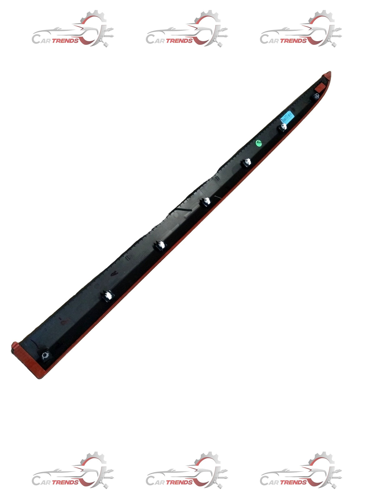 CarTrends I20 front left door moulding protective strip, spare part, showing the black plastic strip on a car door.