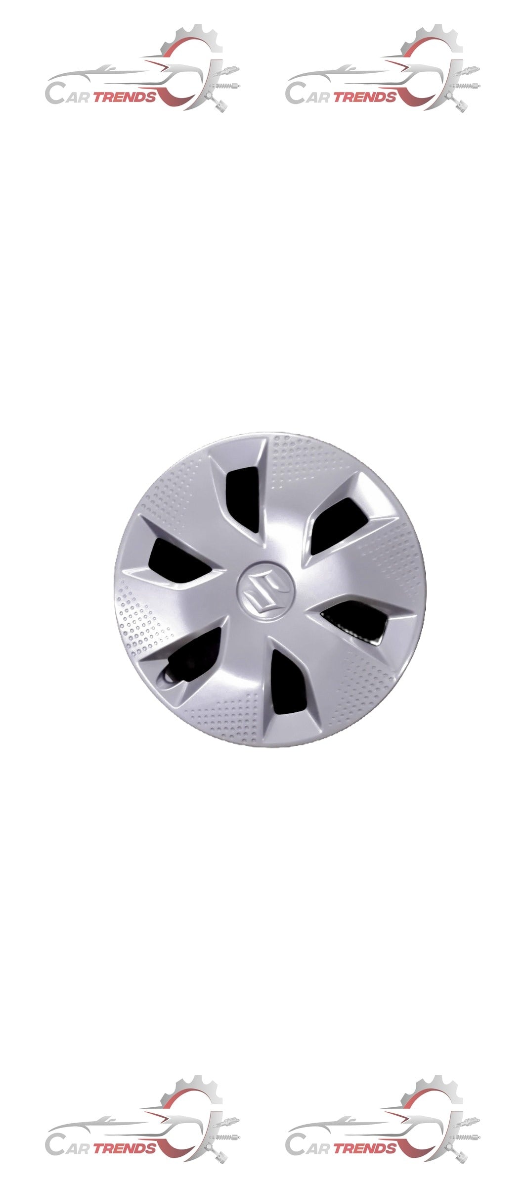 Maruti Suzuki Alto K10 wheel cover showing a sleek black design with the brand logo in the center.