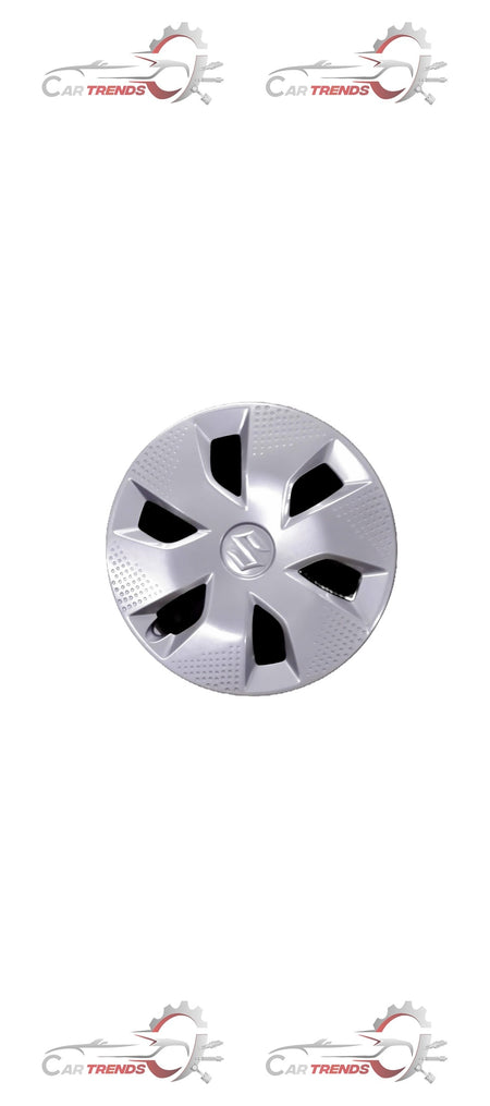 Maruti Suzuki Alto K10 wheel cover showing a sleek black design with the brand logo in the center.