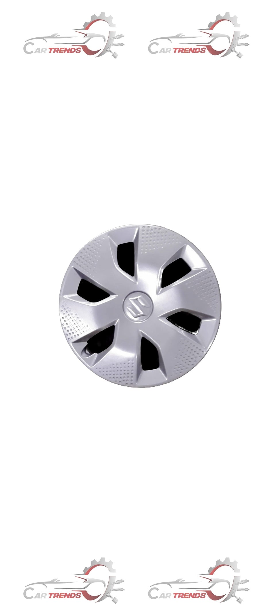 Maruti Suzuki Alto K10 wheel cover showing a sleek black design with the brand logo in the center.