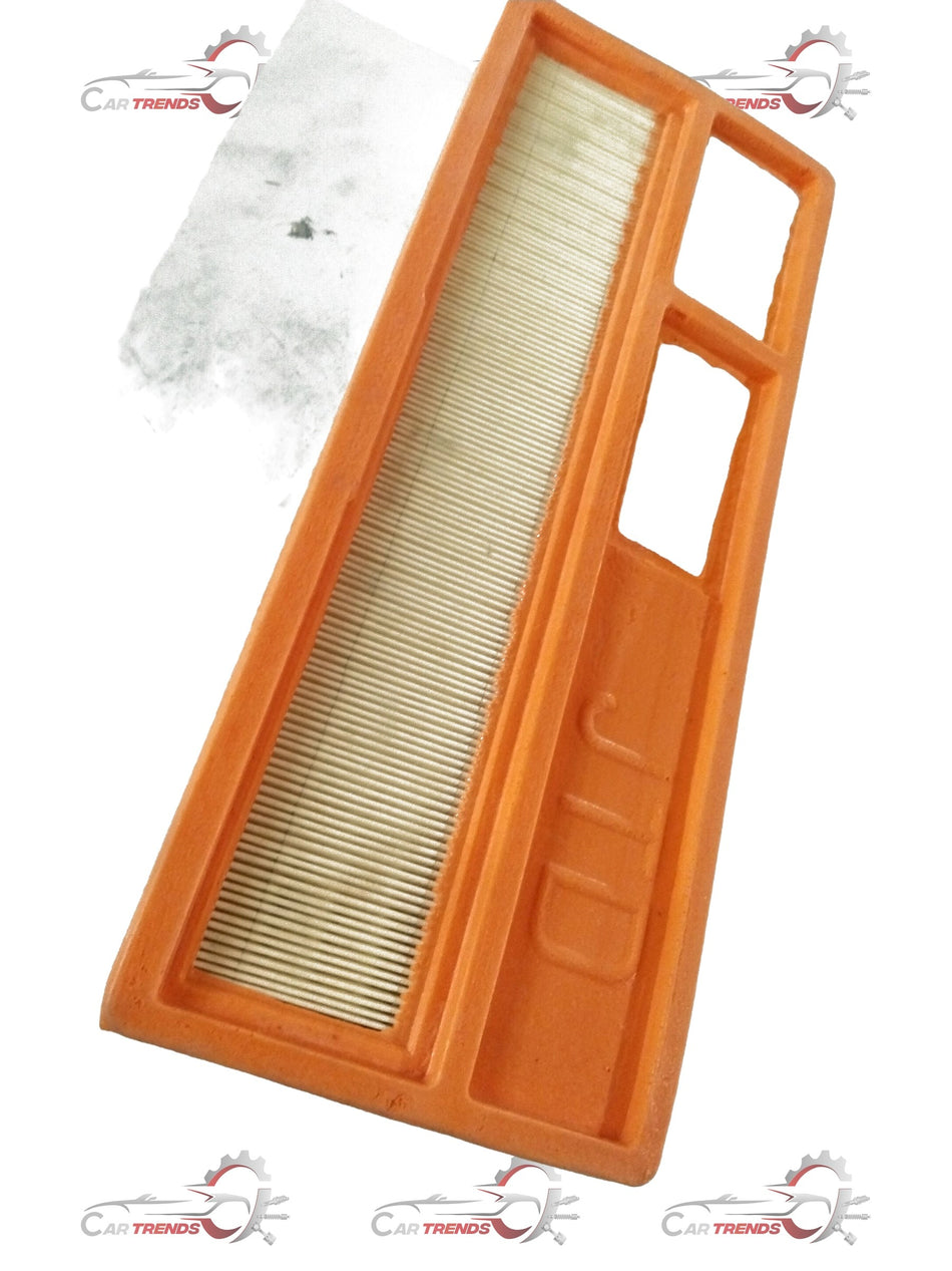 TATA Bolt/Zest air filter element for SDE 75 PS engine, spare part showing clean filter media and plastic frame.