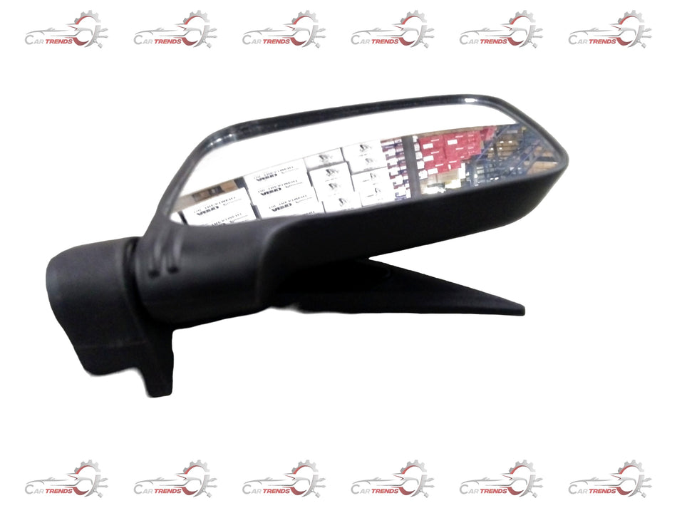 CarTrends Eeco Type 2 right-hand outside mirror showing left view, with reflective glass and black mounting frame.