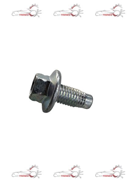 General Motors Chevrolet Beat oil pan drain plug assembly showing the metal threaded plug with rubber gasket for oil drainage.
