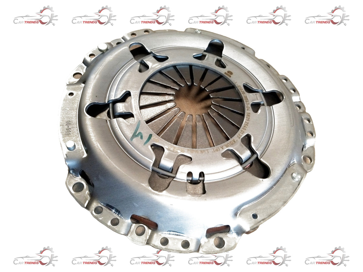 CarTrends Tata Punch clutch pressure plate showing the metal component with mounting points and spring mechanism.