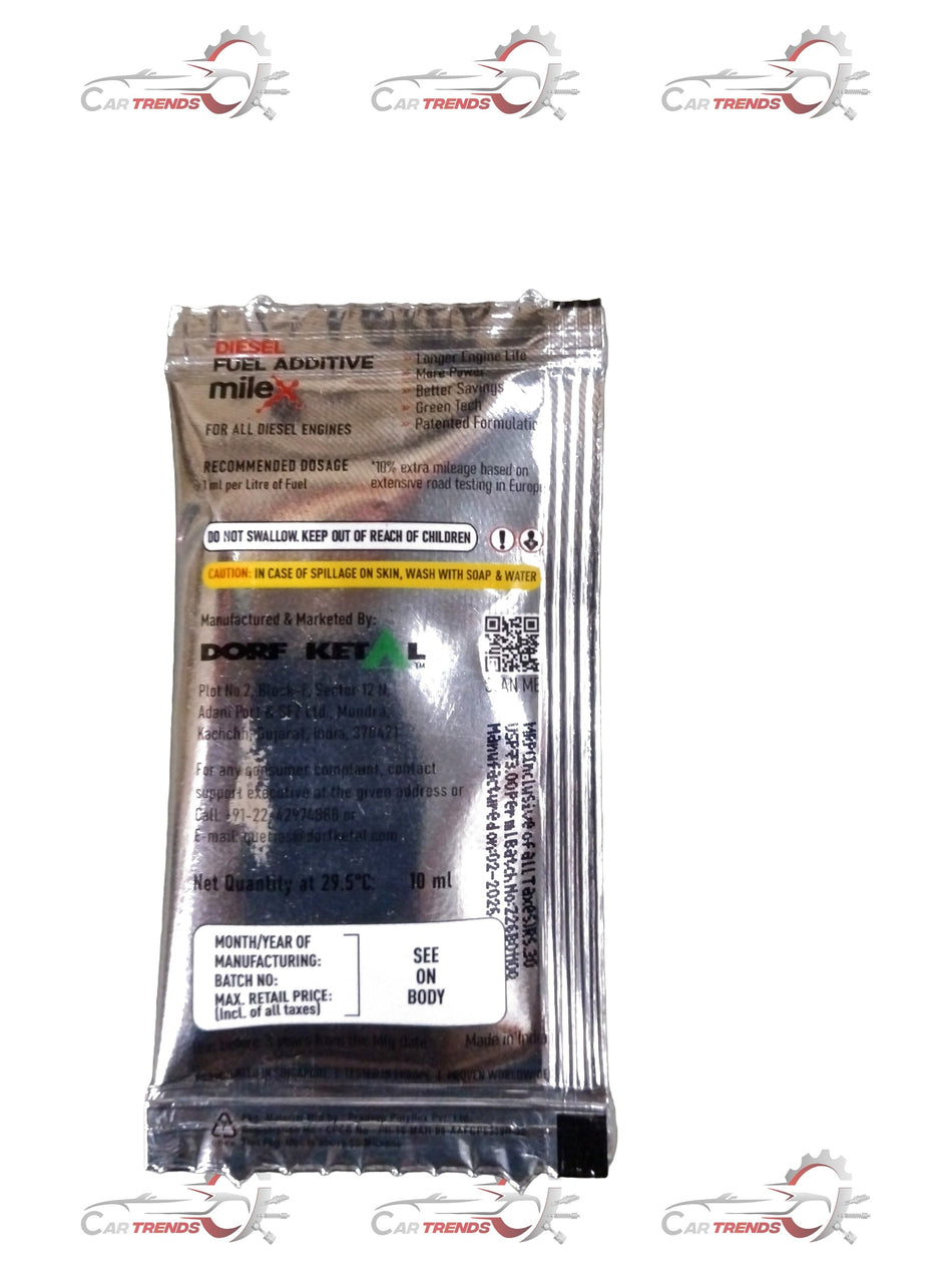 CarTrends Milex diesel fuel additive for City and Civic, 10ml bottle, shown in a clear container with product label.