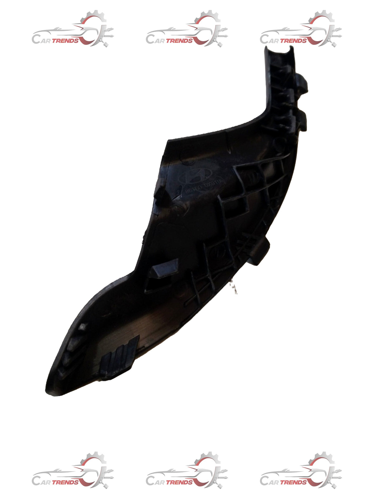 Hyundai i10 right side cowl top cover spare part by CarTrends, shown in black with mounting clips.