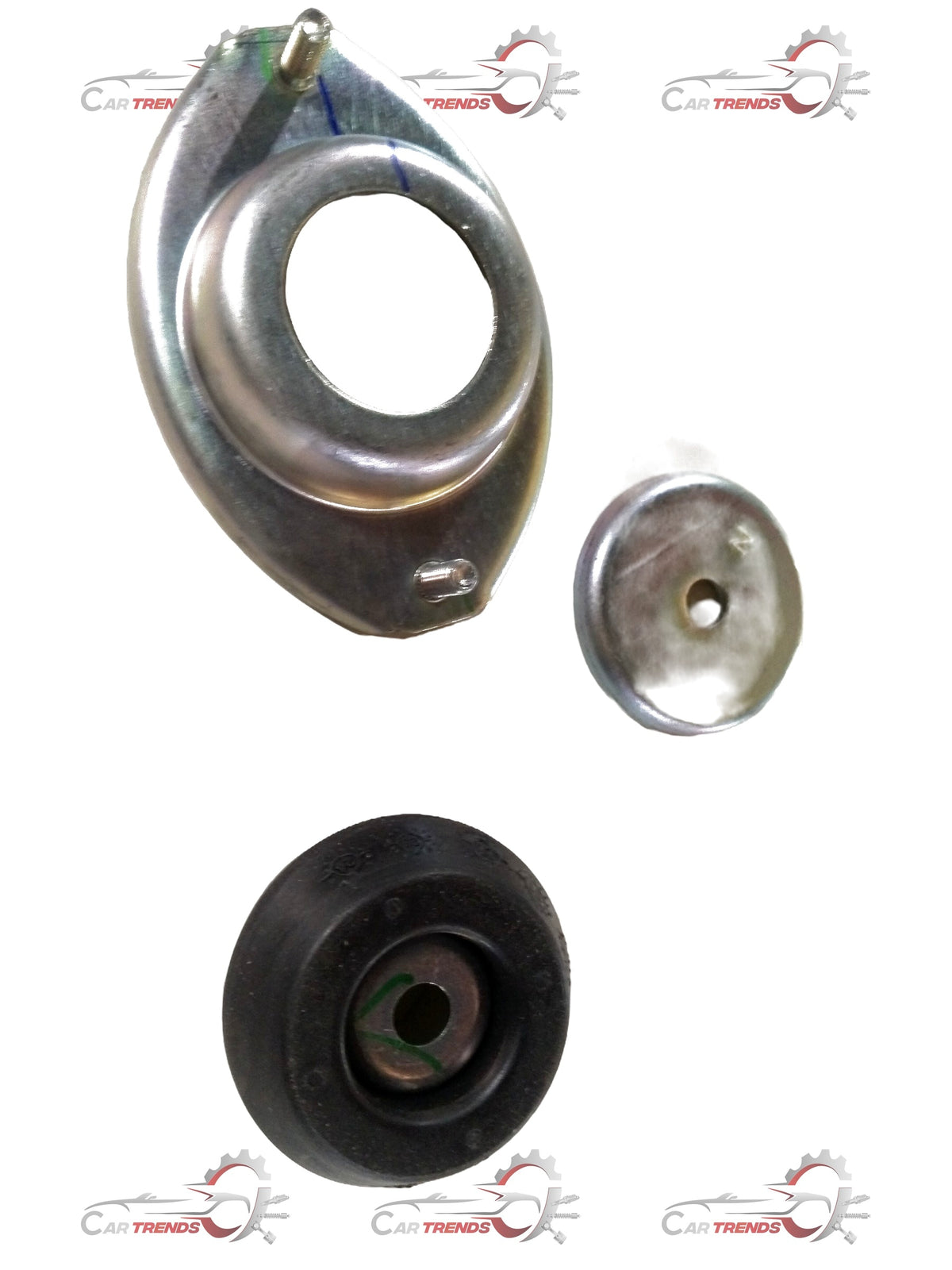 CarTrends Shocker Mount Kit for WagonR K Series, spare parts image showing metal brackets and mounting components.