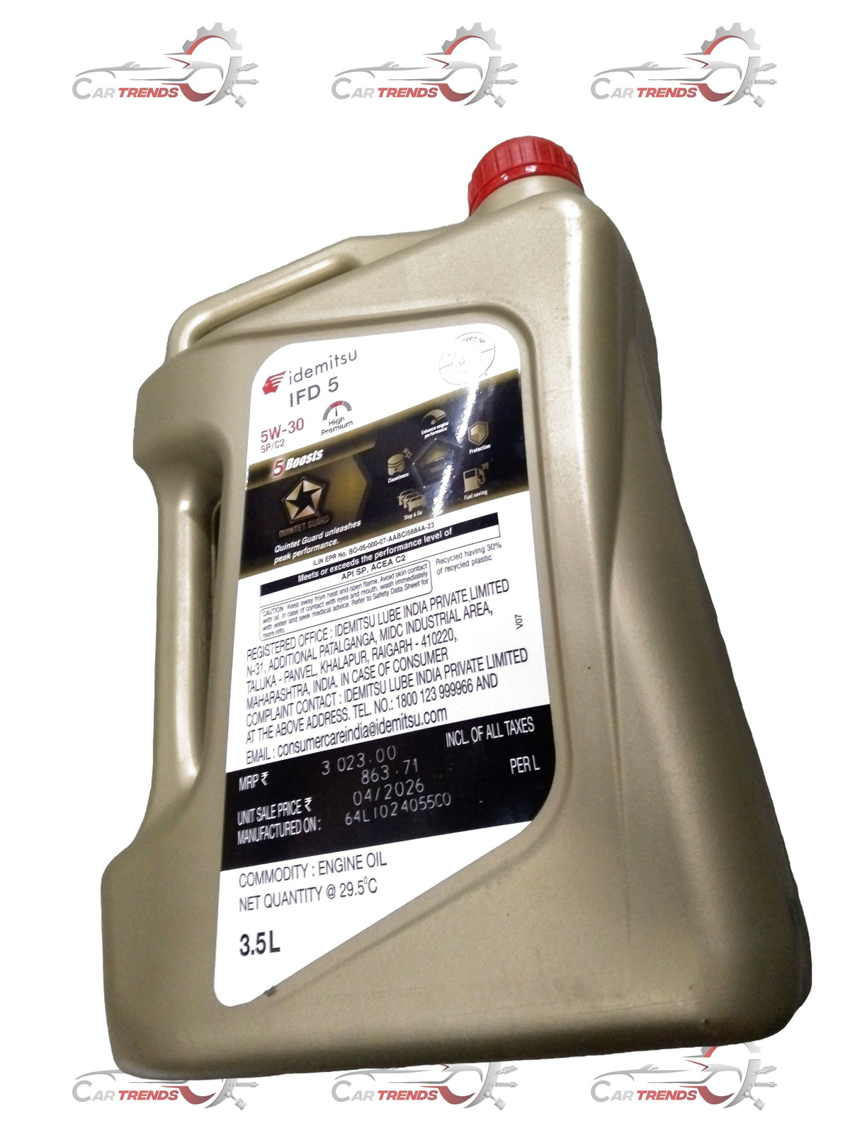 IDEMITSU Car Engine Oil | 5w30 3.5 Ltr IFD5 | All Cars | All Variants | #IDMIFD55W3035 IDMIFD55W3035 - Back view