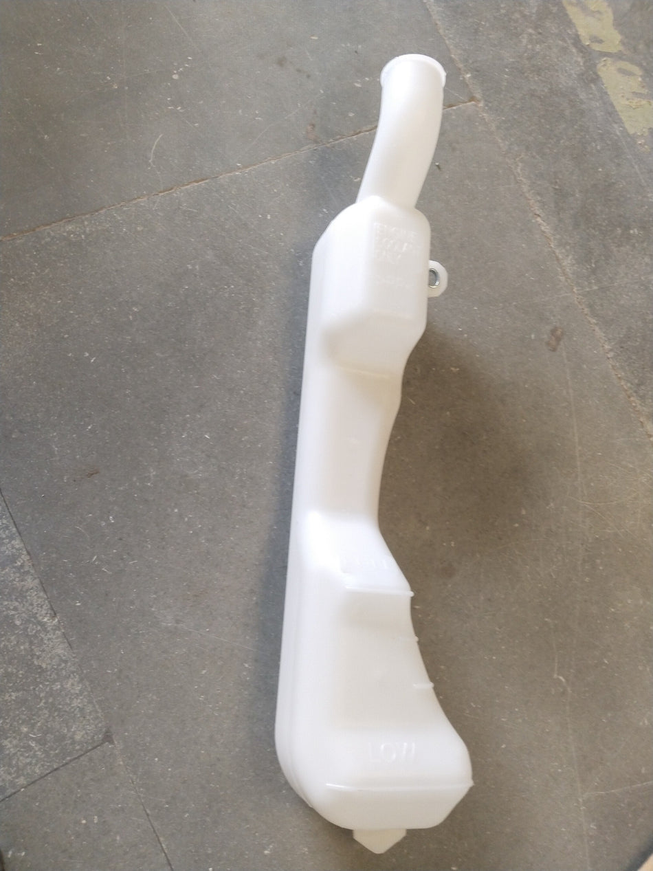 Maruti Suzuki radiator reserve tank for Baleno, Swift 3rd Gen, Dzire, Ignis petrol models, shown in close-up with mounting details.