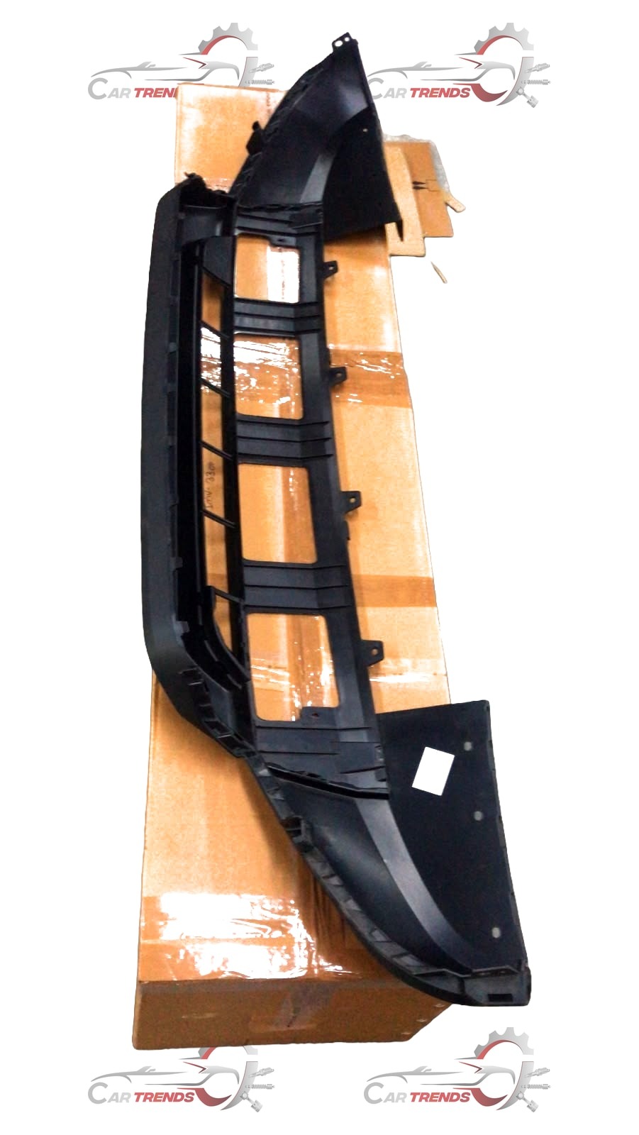 Mahindra Scorpio N front lower bumper in black, showing the smooth, curved design with mounting points and bumper details.