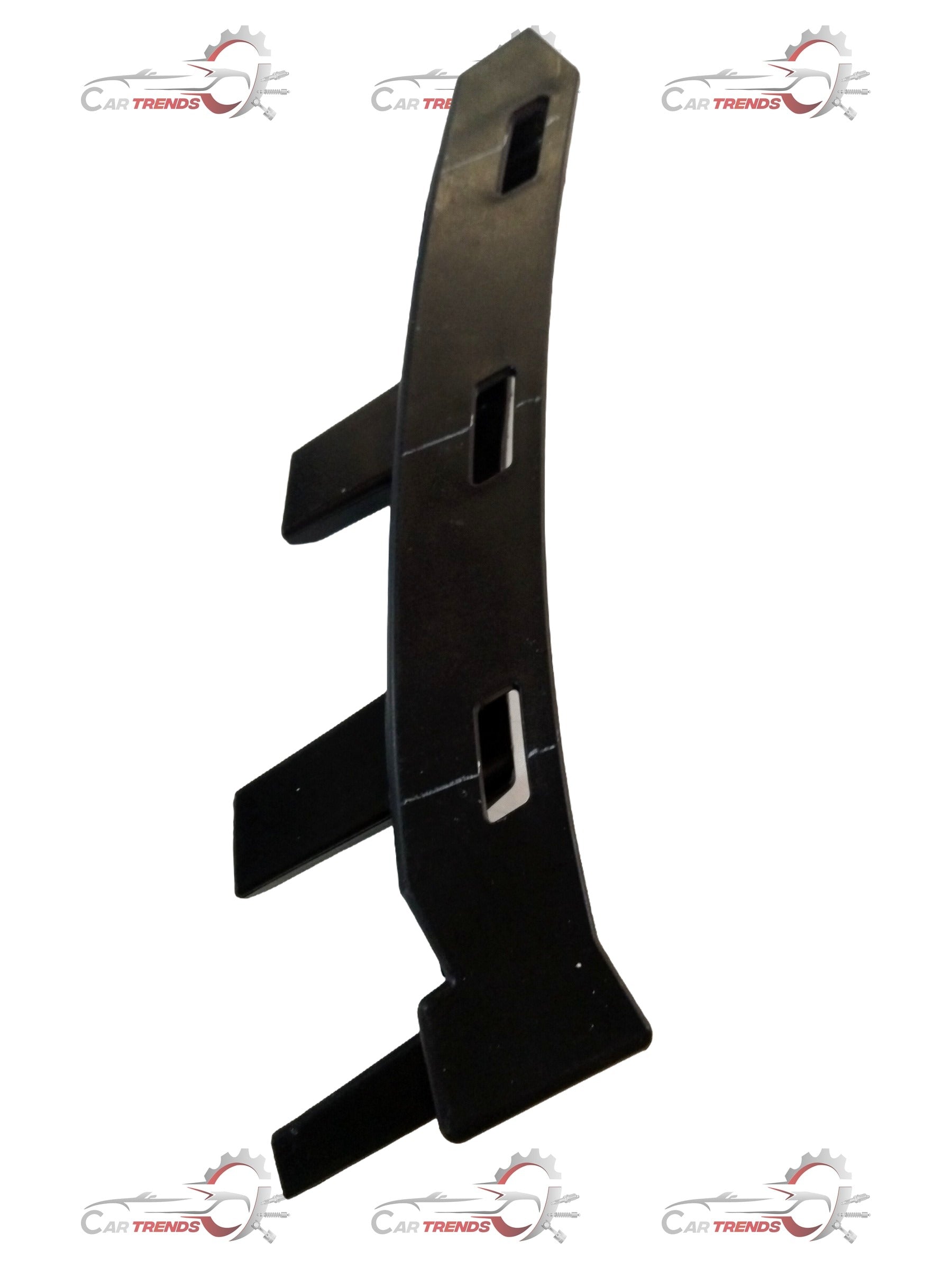 Hyundai Grand i10 front left bumper bracket, part number 86553B4500, showing the metal mounting component for vehicle repair.