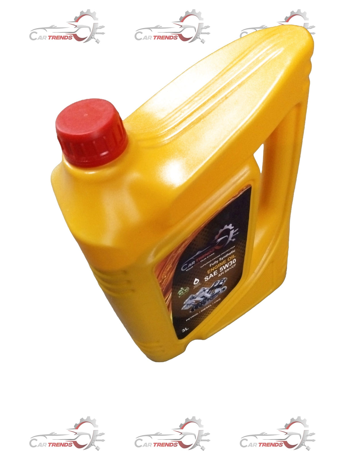 CARTRENDS 5W30 car engine oil, 3-liter pack, suitable for all car types and variants, shown in a clear bottle image.