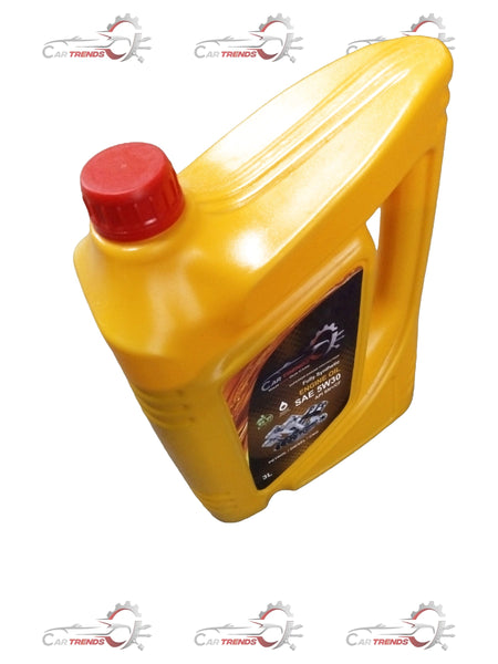 CARTRENDS 5W30 car engine oil, 3-liter pack, suitable for all car types and variants, shown in a clear bottle image.