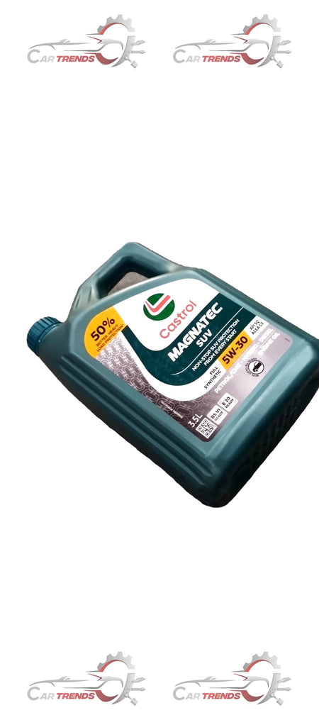 Castrol 5W30 car engine oil in a 3.5-liter container, suitable for all SUVs and car variants, with product labeling visible.