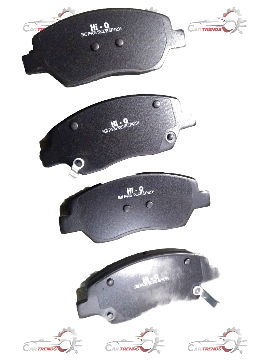 Front brake pad for Tata Tiago and Tigor vehicles by CarTrends, showing the metallic brake pad with attached components.