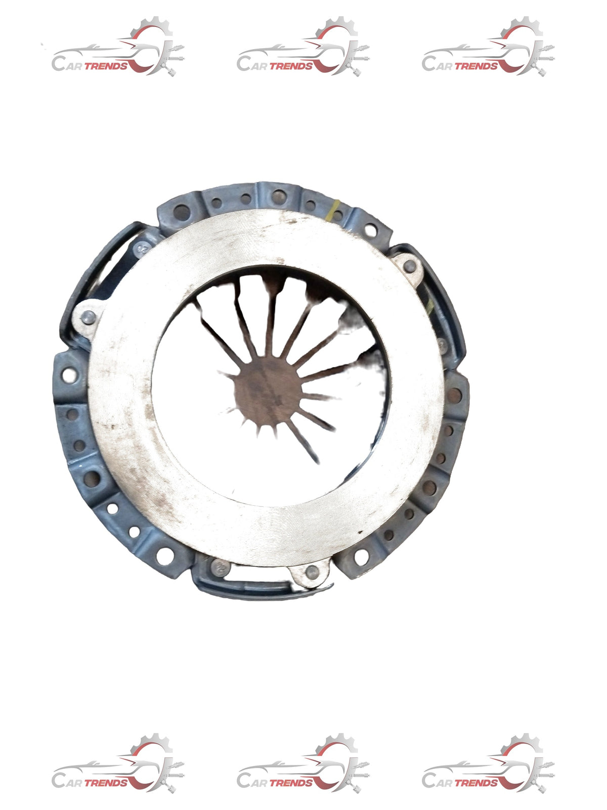 Hyundai Santro new model petrol pressure plate spare part, showing metallic component with mounting holes and diaphragm spring.