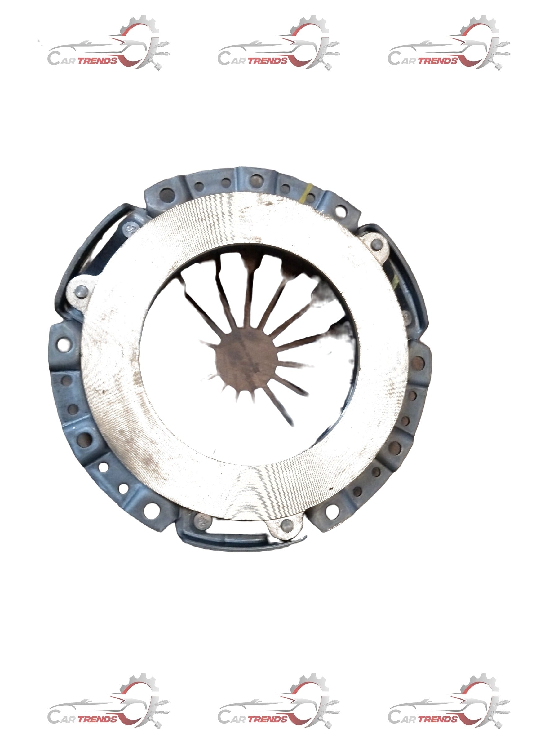 Hyundai Santro new model petrol pressure plate spare part, showing metallic component with mounting holes and diaphragm spring.