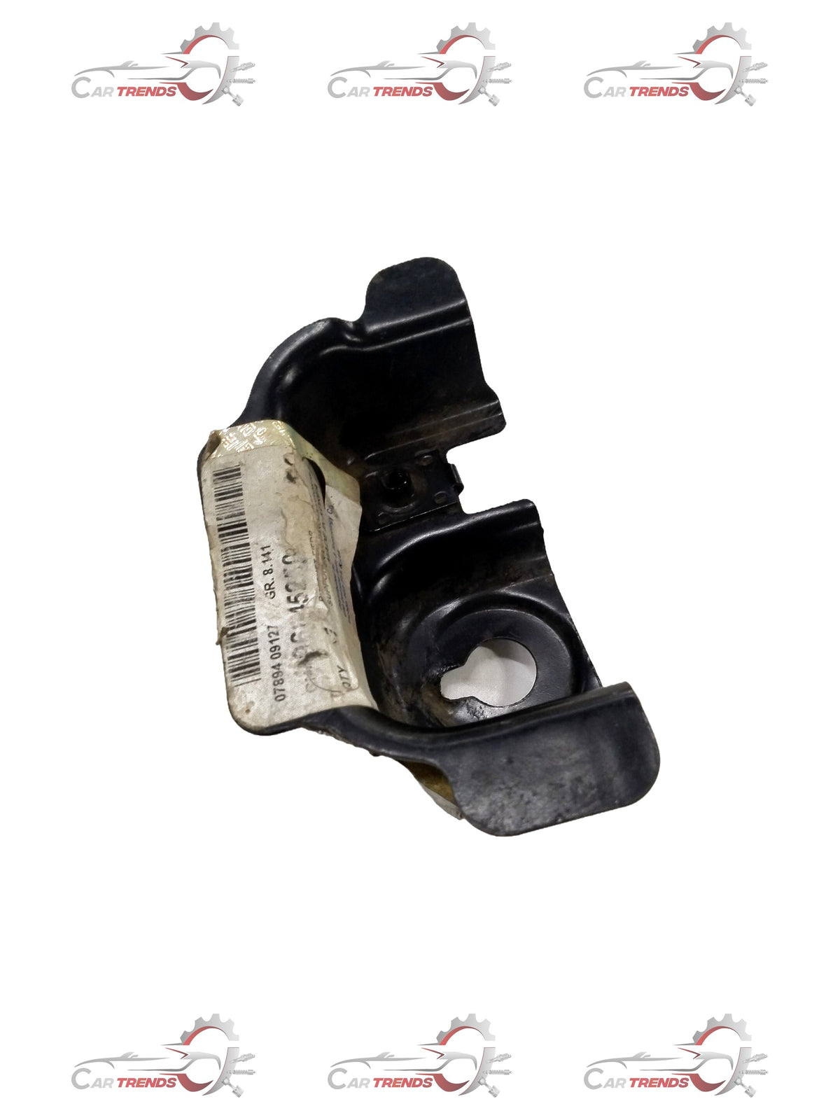 General Motors Chevrolet Cruze fender bracket, metal car part with mounting holes, designed for vehicle support and alignment.