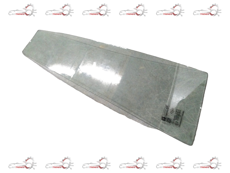 Glass rear door fixed window for Chevrolet Tavera, right-hand side, showing the clear glass panel with metal frame.