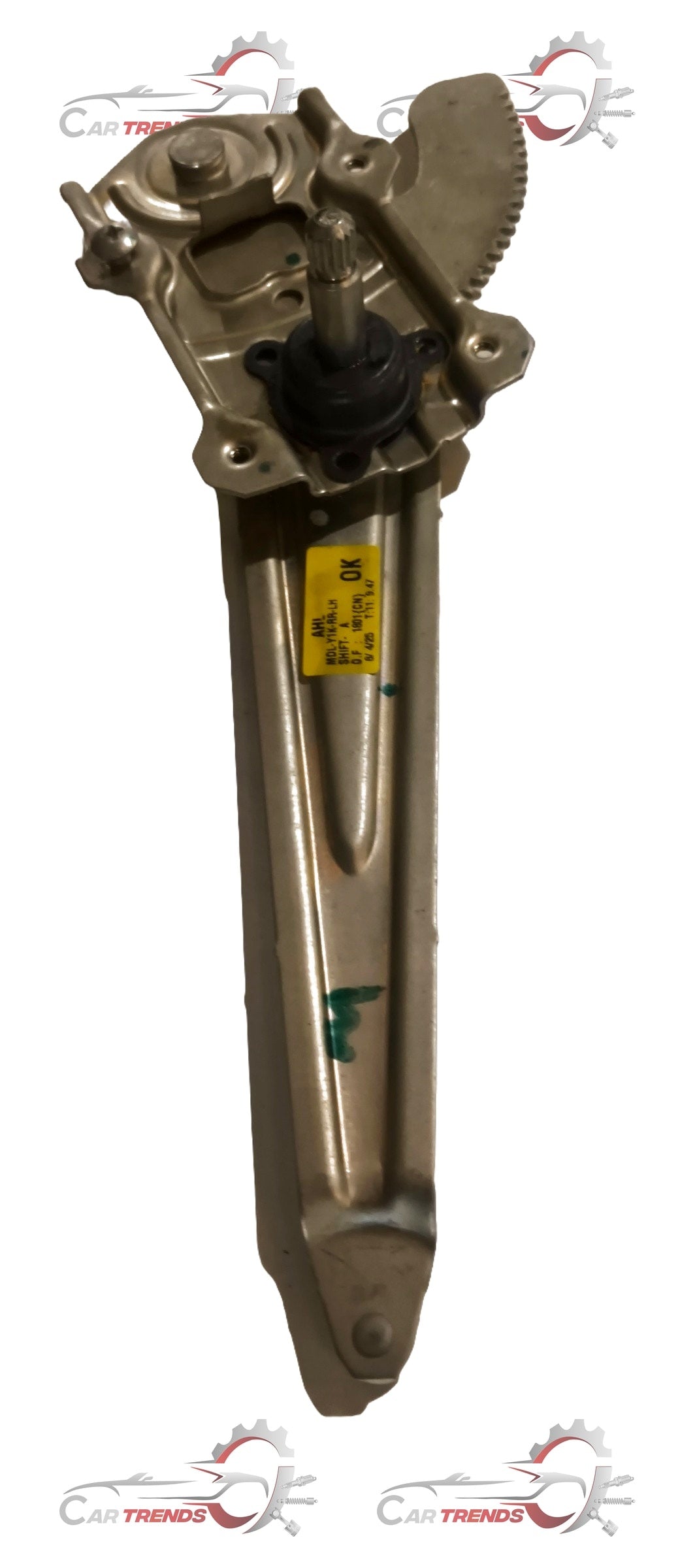 Maruti Suzuki rear left window regulator assembly for Swift, Baleno, Brezza, Dzire models, showing the mechanical part of the window mechanism.