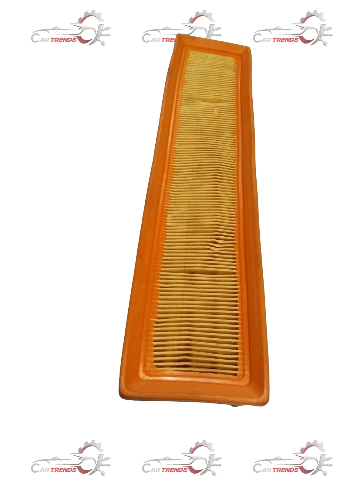 Nissan air filter element, part #165460888FG, showing the clean rectangular filter with pleated paper media in a Nissan engine compartment.
