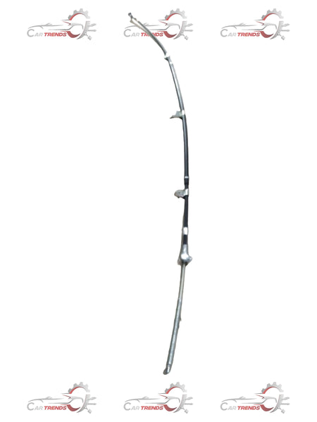 Maruti Suzuki Swift parking brake cable component, left-hand side, showing metal cable with rubber casing and attachment points.