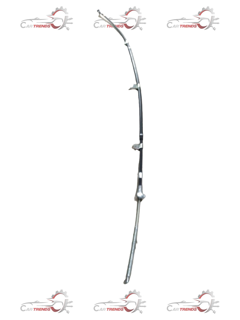 Maruti Suzuki Swift parking brake cable component, left-hand side, showing metal cable with rubber casing and attachment points.