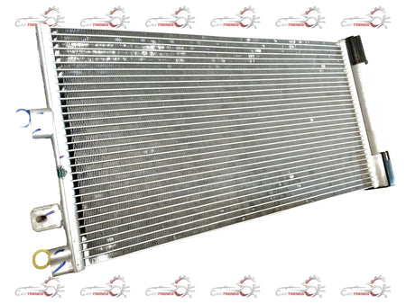 CarTrends Tata Nexon air conditioning condenser with metal fins and tubing, designed for efficient vehicle cooling.