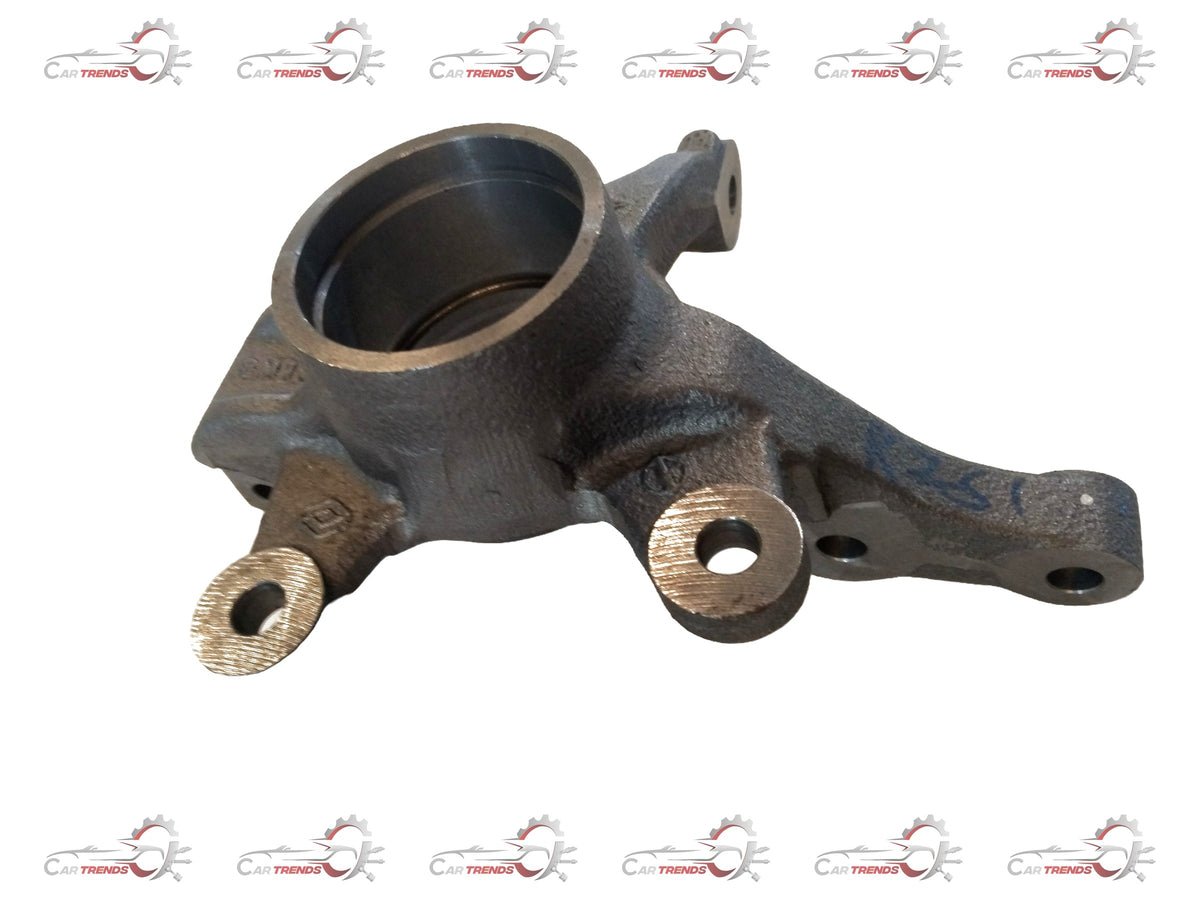 Renault knuckle spindle by CarTrends, automotive part with detailed metal structure and mounting points visible in the image.