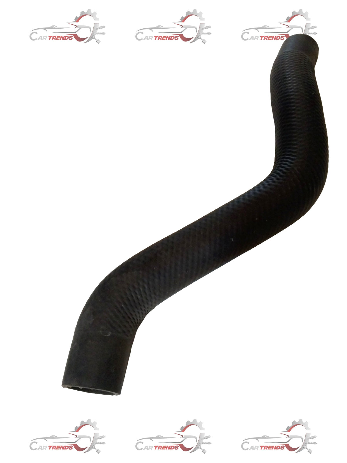 CarTrends Nissan X-Trail top hose, engine coolant hose, with black rubber material and metal connectors, close-up view.