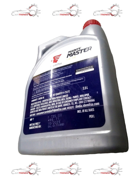 IDEMITSU Car Engine Oil | 5w30 3.5 Ltr Mainte Master | All Cars | All Variants | #IDMSEMISYNTH5W3035 IDMSEMISYNTH5W3035 - Back view