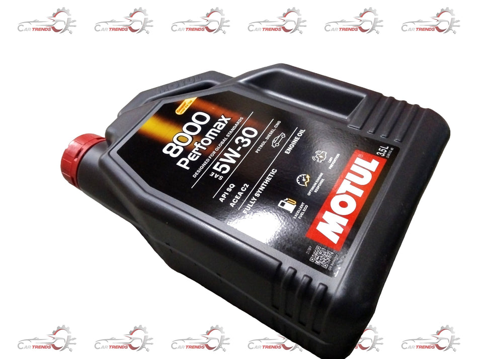 CarTrends PERFOMAX 5W30 8000 engine oil bottle for KWID, Triber, Duster, 3.5 LTR, shown in a clear image.