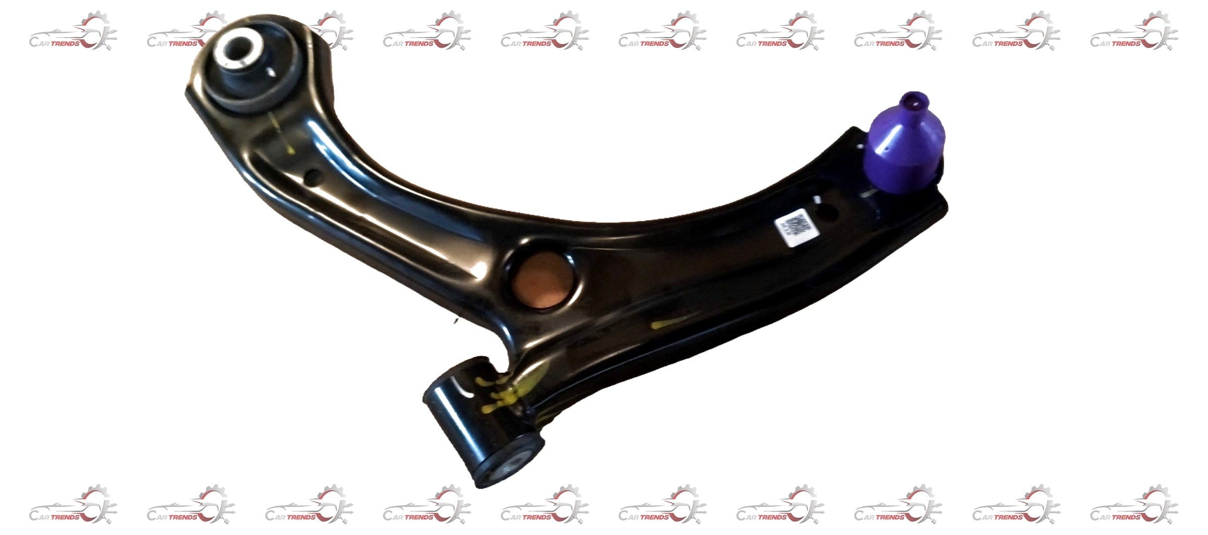 CarTrends front left track control arm for Celerio, spare part showing the metal component with bushings and mounting points.
