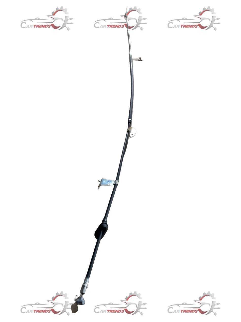 Maruti Suzuki parking brake cable for Ertiga, LH side, showing the black rubber-coated cable with metal fittings and connectors.