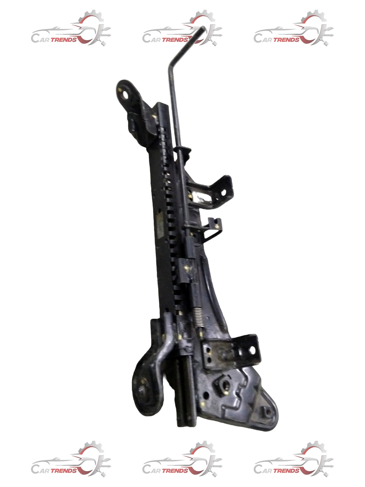 Chevrolet Spark left rail assembly with recliner, general motors part #J990767L0, showing metal rail with recliner mechanism.