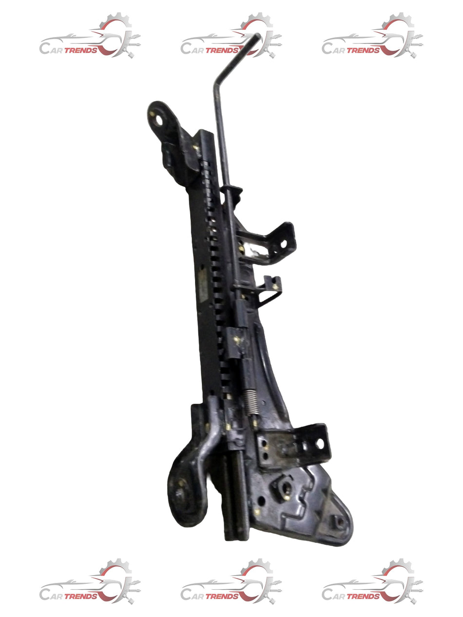 Chevrolet Spark left rail assembly with recliner, general motors part #J990767L0, showing metal rail with recliner mechanism.