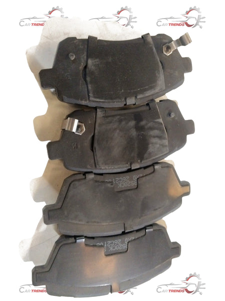 Front brake pad for Maruti Suzuki Baleno, showcasing the new replacement part with metal backing and friction surface.