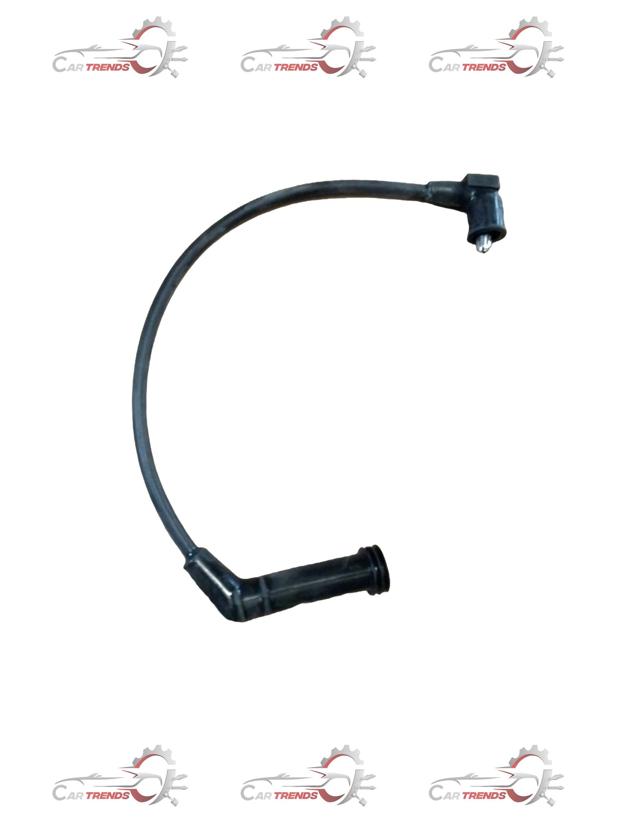 CarTrends Santro Xing plug wire, spare car part with black rubber insulation and metal connectors, close-up view.