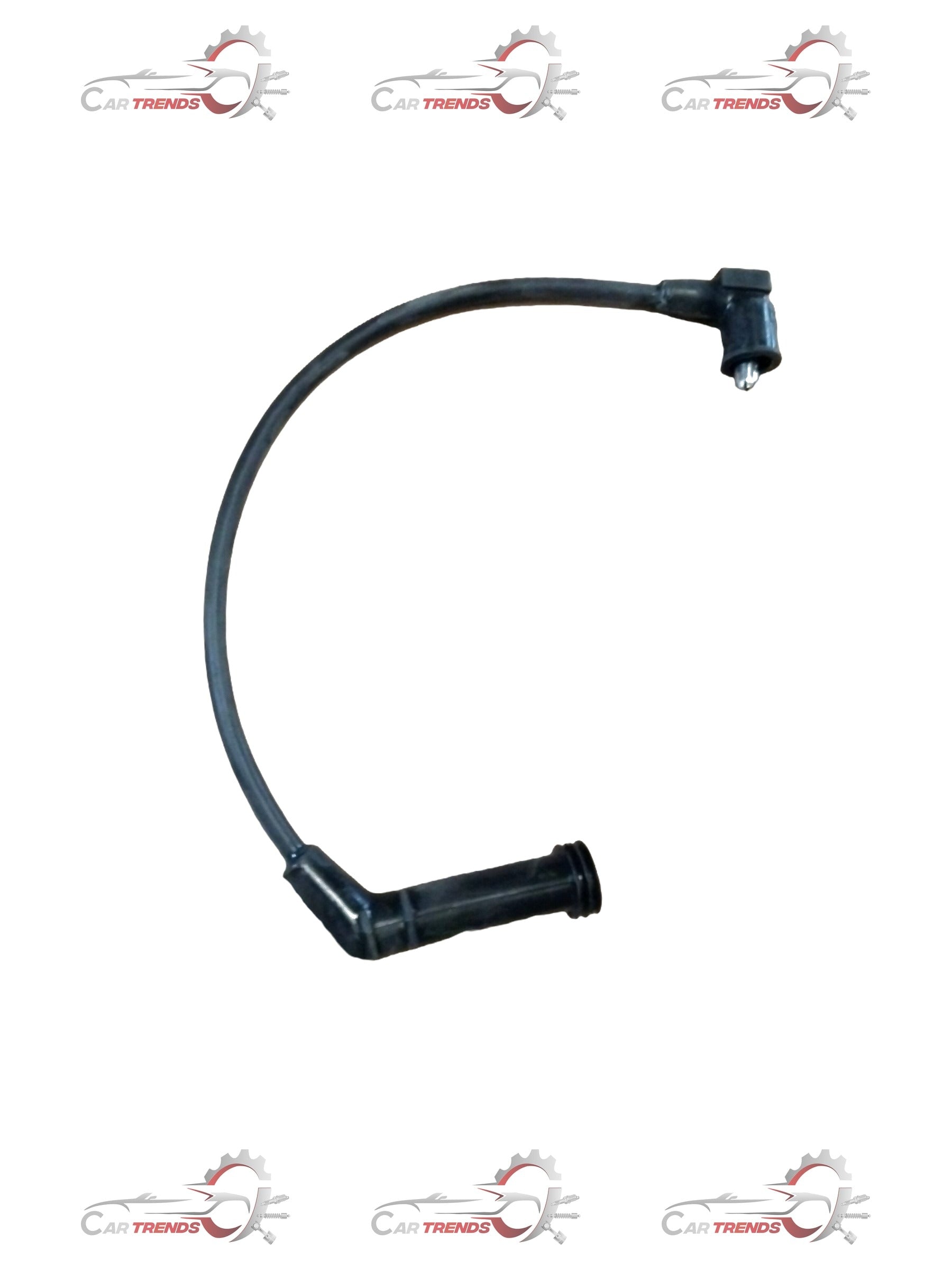 CarTrends Santro Xing plug wire, spare car part with black rubber insulation and metal connectors, close-up view.