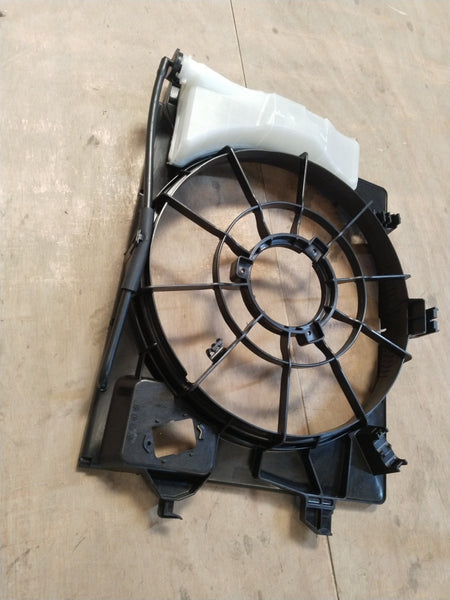Hyundai I20 Active fan shroud showing a black plastic component with mounting points, designed for engine cooling and protection.