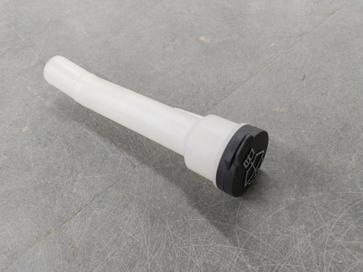 General Motors Chevrolet Cruze windshield washer solvent container filler with cap and label visible in the image.
