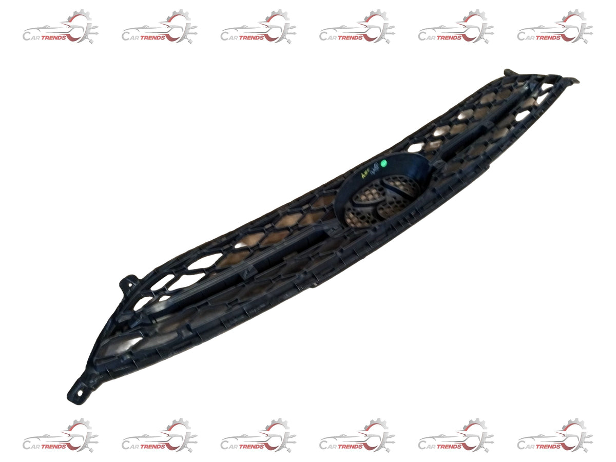 CarTrends black radiator grille for Hyundai i10, showing the front view with a sleek black finish and detailed grille pattern.